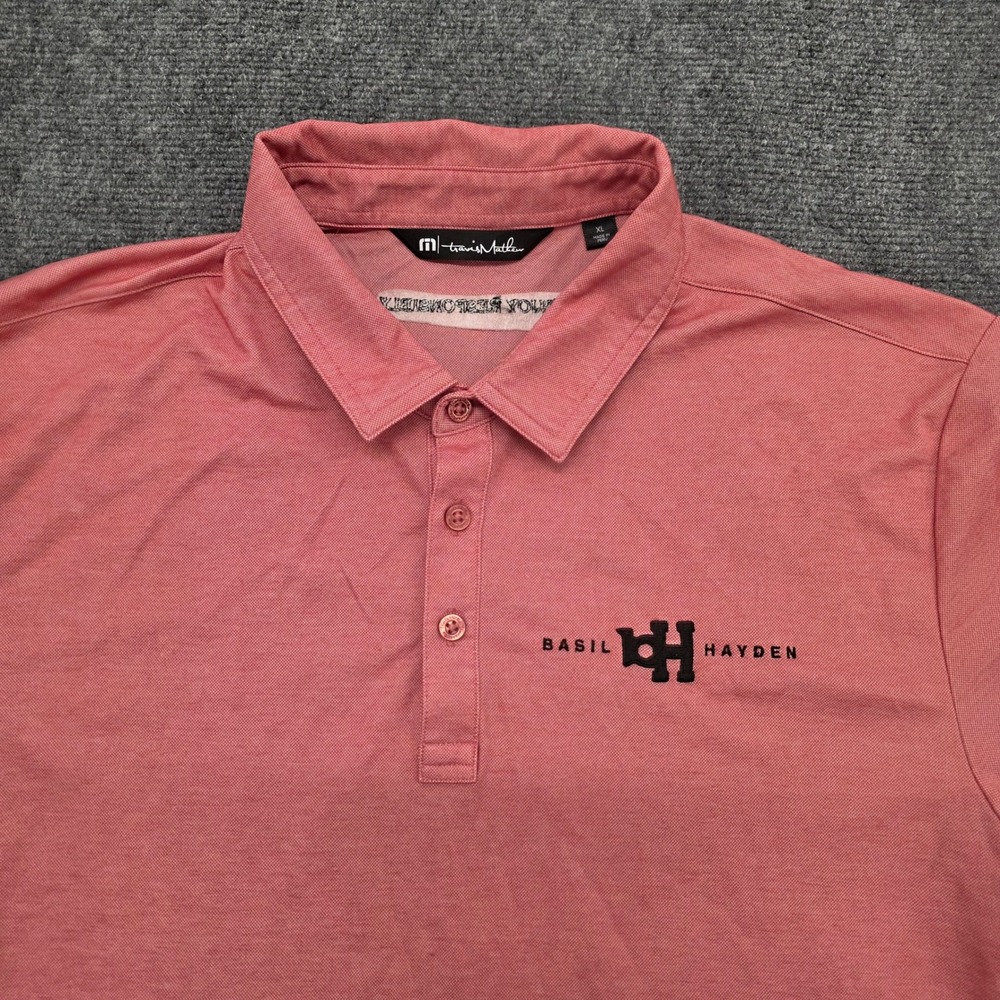 Travis Mathew Basil Hayden Men XL Pink Short Sleeve Pima Cotton Blend Polo Shirt